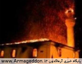 شهرک نشینان یهودی یک مسجد را در کرانه باختری به آتش کشیدند